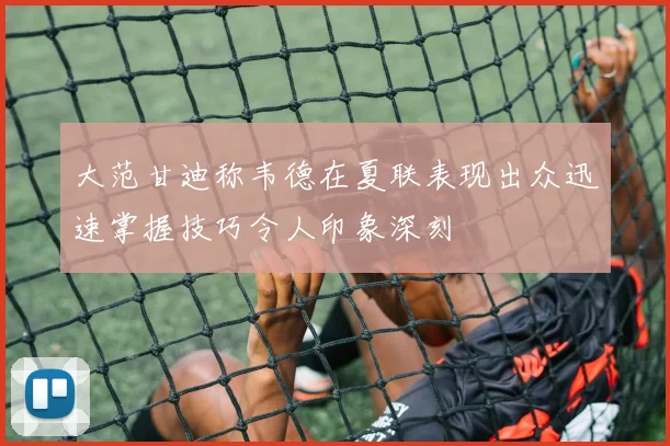 大范甘迪称韦德在夏联表现出众迅速掌握技巧令人印象深刻